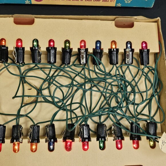 Stayz-Lit Vintage Christmas String Light Set WORKS with Box And Spare Bulbs 996K - Picture 8 of 15